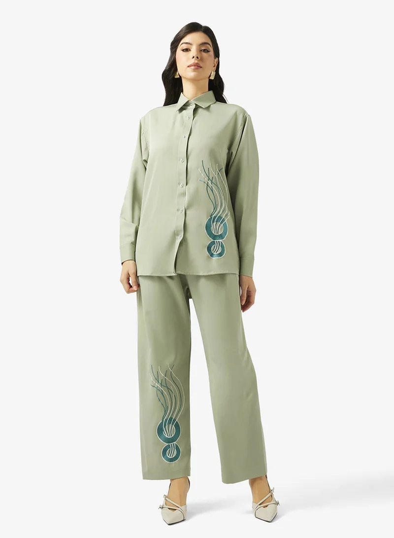 hayas closet  Embroidered Shirt and Pant co-ord set for Women | Best Price UAE